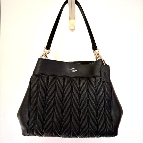 Coach Lexy Shoulder Bag Black Quilted Leather - Picture 4 of 15
